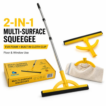 2-in-1 Heavy-Duty Floor Squeegee & Mop with Extendable Handle