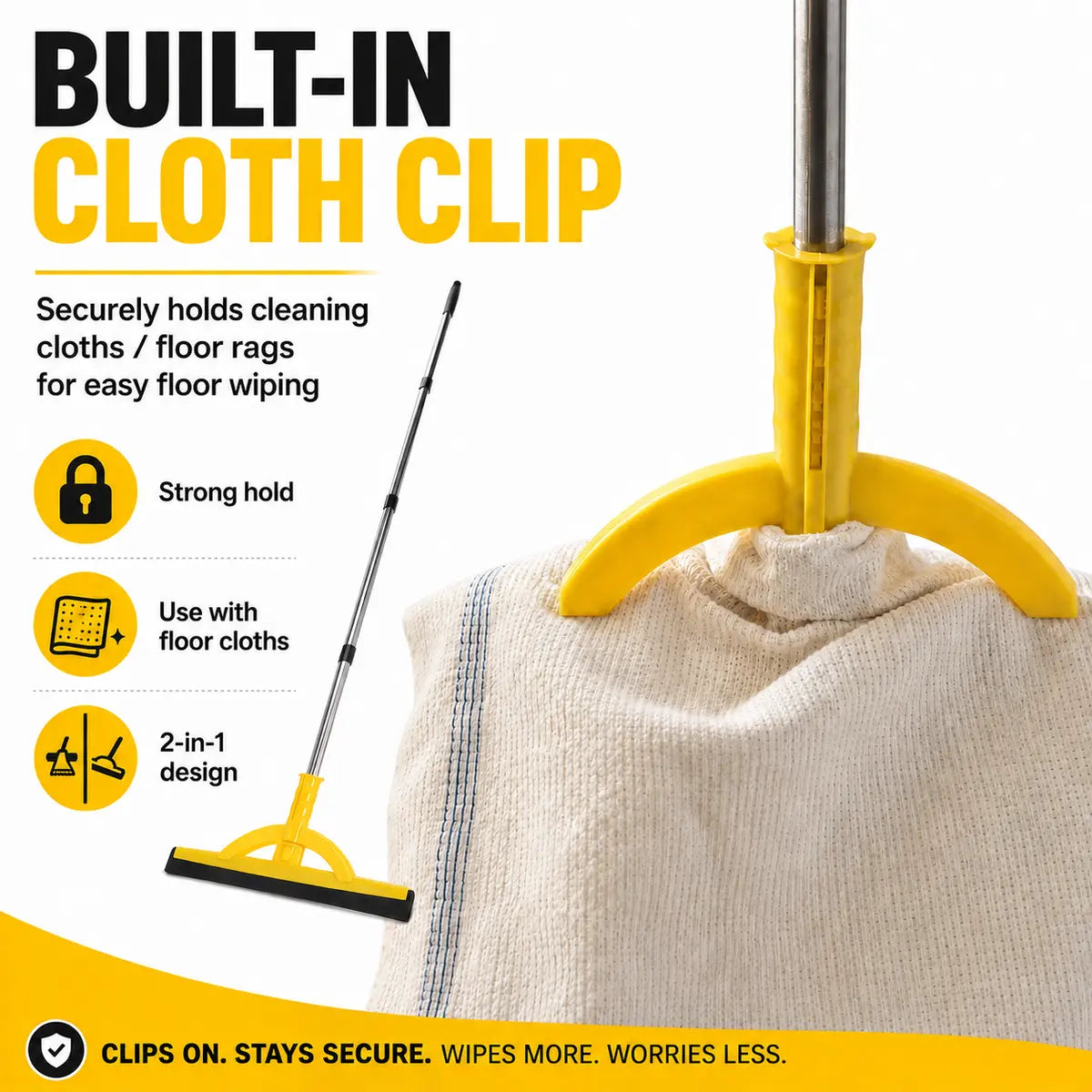 2-in-1 Heavy-Duty Floor Squeegee & Mop with Extendable Handle