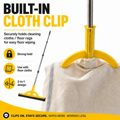 2-in-1 Heavy-Duty Floor Squeegee & Mop with Extendable Handle