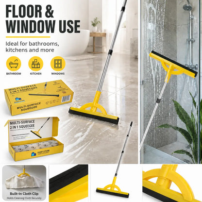 2-in-1 Heavy-Duty Floor Squeegee & Mop with Extendable Handle