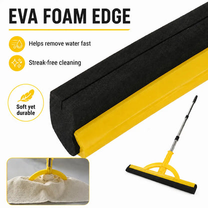 2-in-1 Heavy-Duty Floor Squeegee & Mop with Extendable Handle