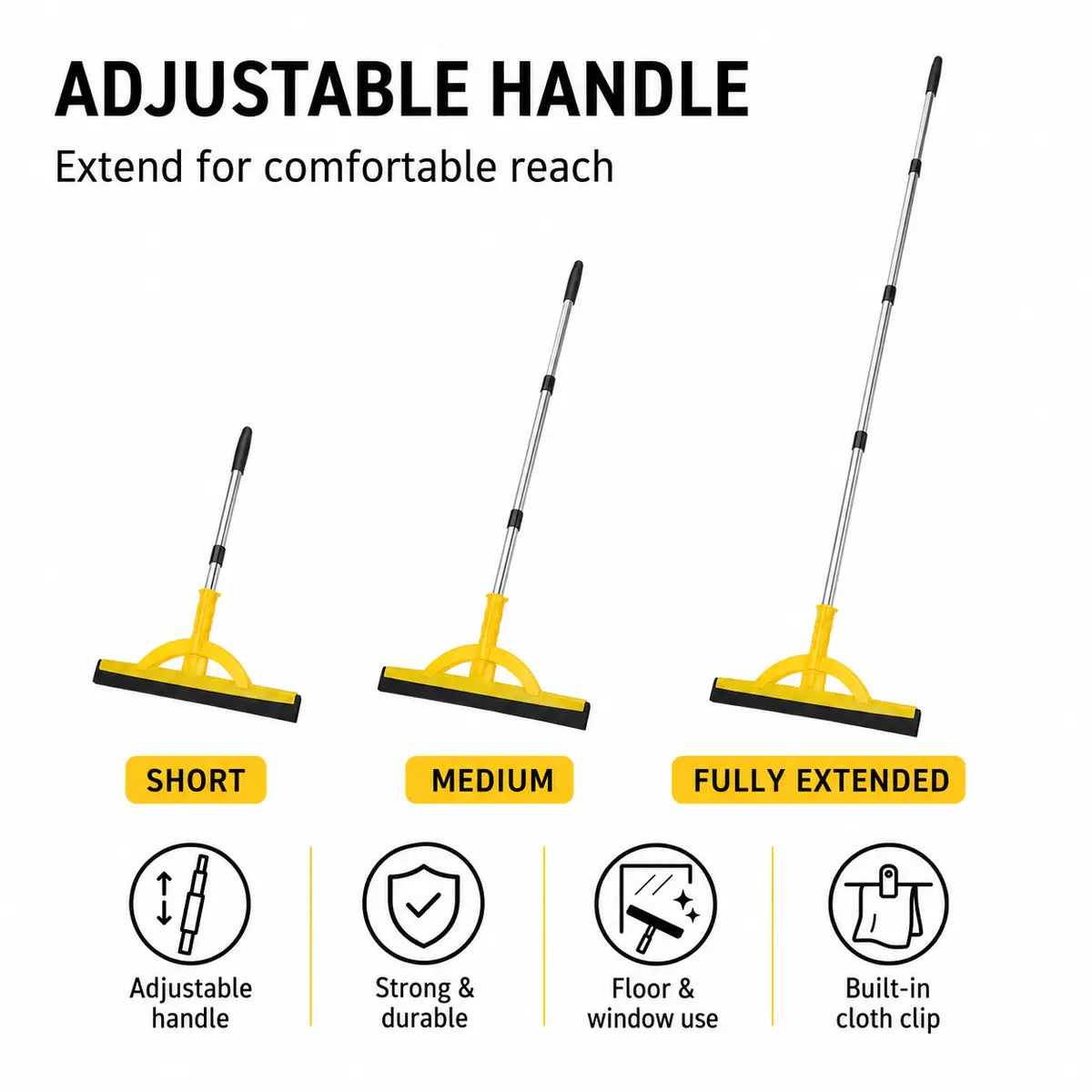 2-in-1 Heavy-Duty Floor Squeegee & Mop with Extendable Handle