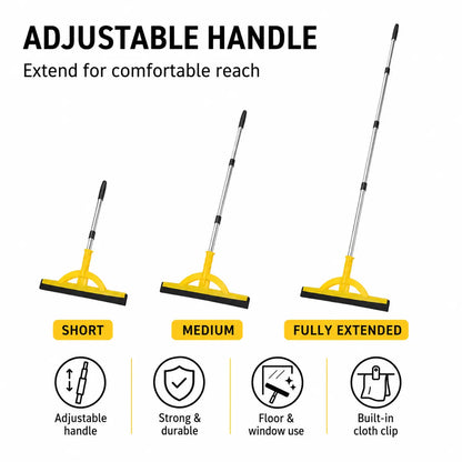 2-in-1 Heavy-Duty Floor Squeegee & Mop with Extendable Handle